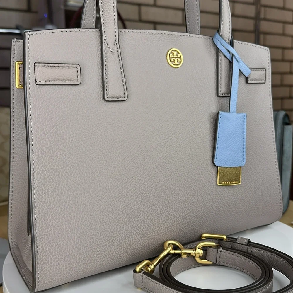 💥TORY BURCH - SMALL WALKER SATCHEL - GREY HERON - AG528 - Picture 6 of 17